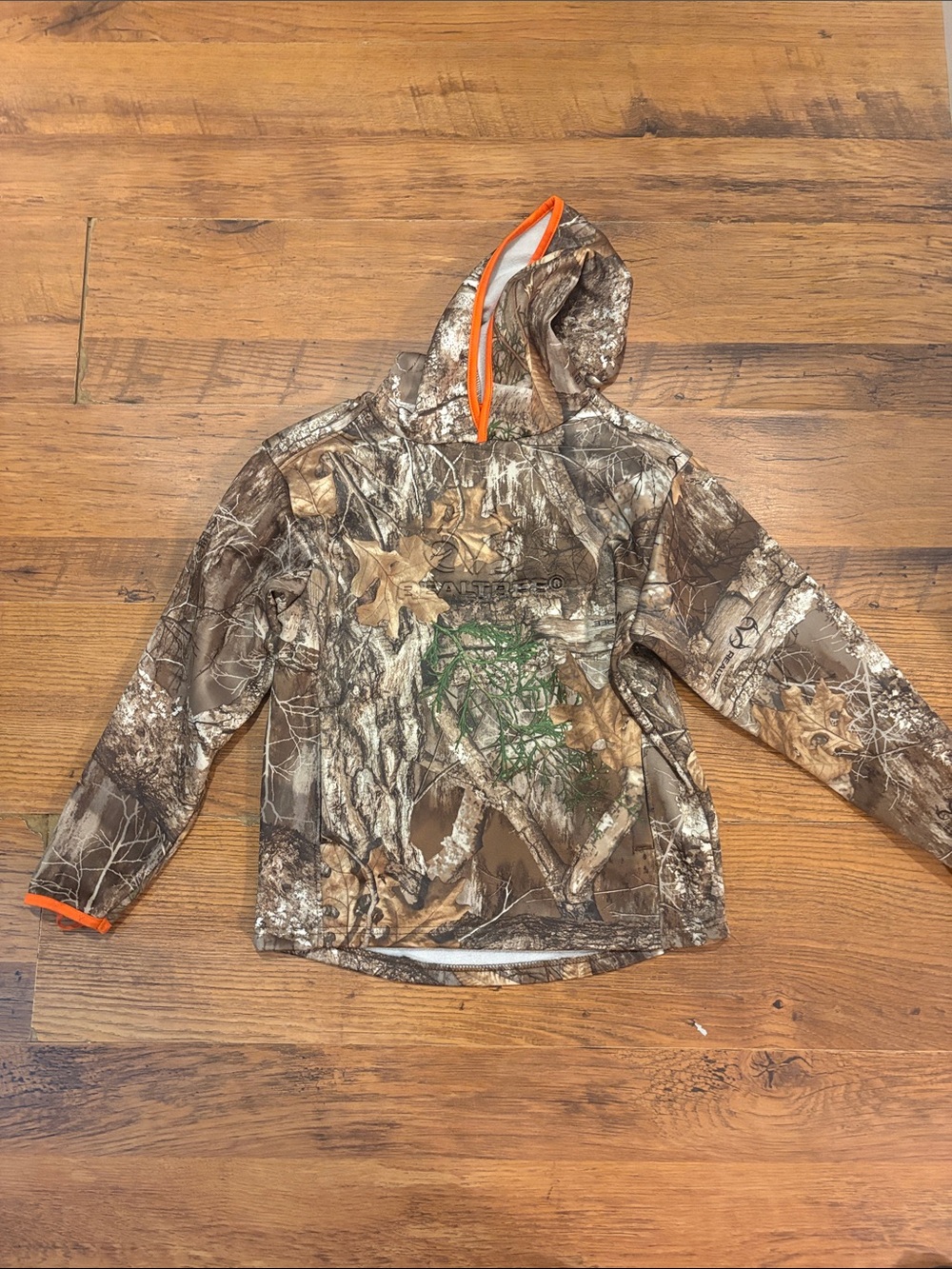 Realtree Brown Camo Hoodie with Orange Trim